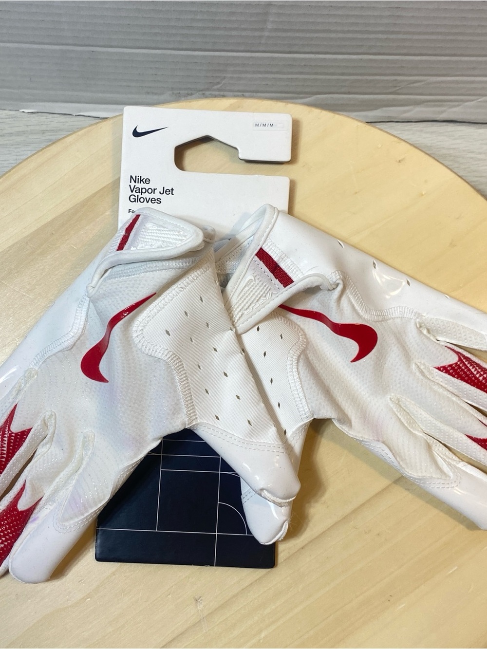 Nike Vapor Jet Football Gloves White/Red Size Unisex M - NWT!